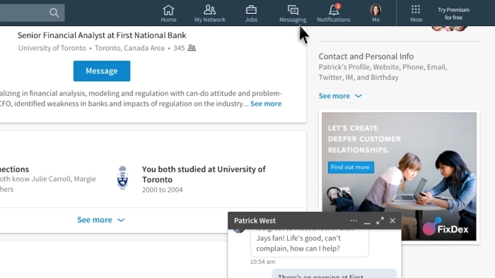 Navigation simplifiée nouveau LinkedIn